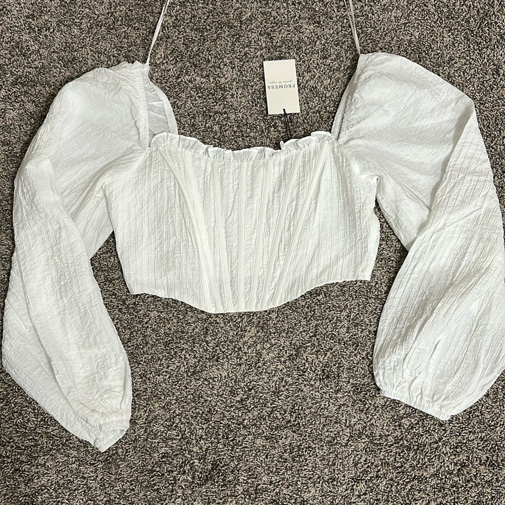NWT White long sleeve corset top.